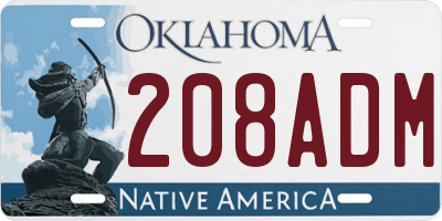 OK license plate 208ADM