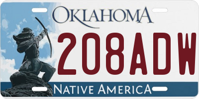 OK license plate 208ADW