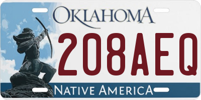 OK license plate 208AEQ