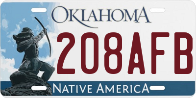 OK license plate 208AFB