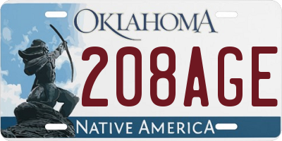 OK license plate 208AGE