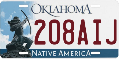 OK license plate 208AIJ