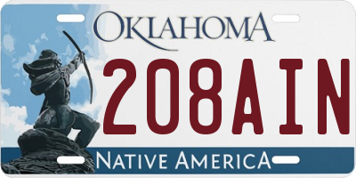 OK license plate 208AIN