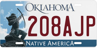 OK license plate 208AJP