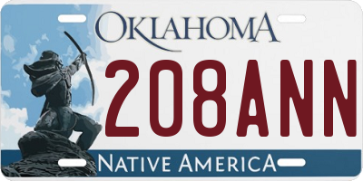 OK license plate 208ANN