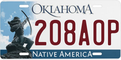 OK license plate 208AOP