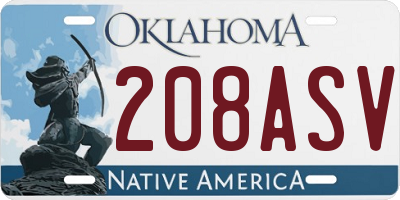 OK license plate 208ASV