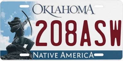 OK license plate 208ASW