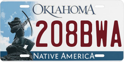 OK license plate 208BWA