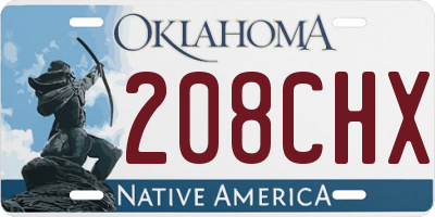 OK license plate 208CHX
