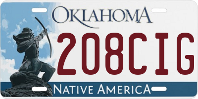 OK license plate 208CIG