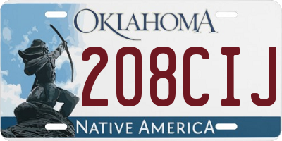 OK license plate 208CIJ