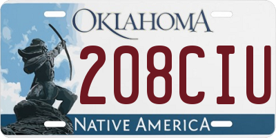 OK license plate 208CIU