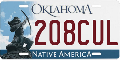 OK license plate 208CUL