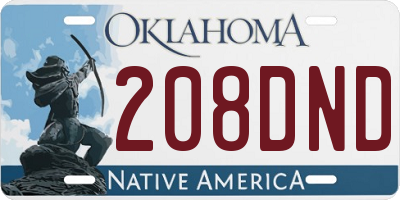 OK license plate 208DND