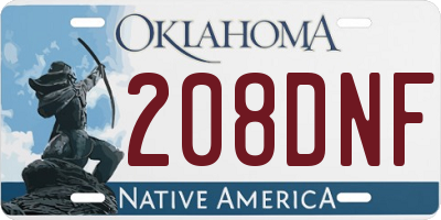 OK license plate 208DNF