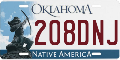 OK license plate 208DNJ