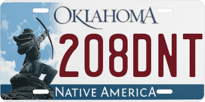 OK license plate 208DNT
