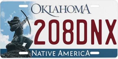 OK license plate 208DNX