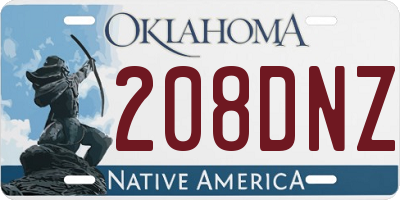 OK license plate 208DNZ