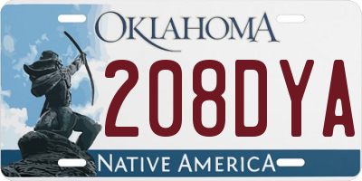 OK license plate 208DYA