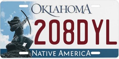 OK license plate 208DYL