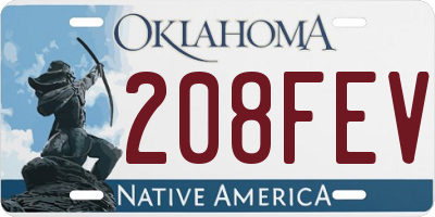 OK license plate 208FEV