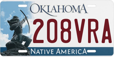 OK license plate 208VRA