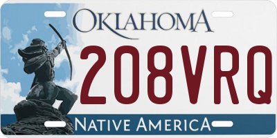 OK license plate 208VRQ