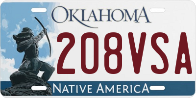 OK license plate 208VSA