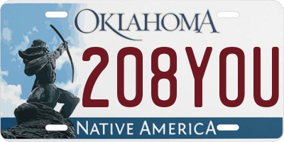 OK license plate 208YOU
