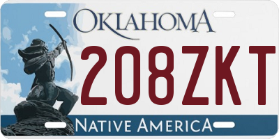 OK license plate 208ZKT