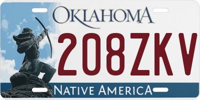 OK license plate 208ZKV