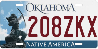 OK license plate 208ZKX