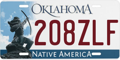 OK license plate 208ZLF