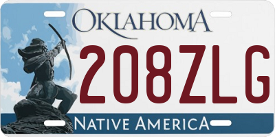 OK license plate 208ZLG