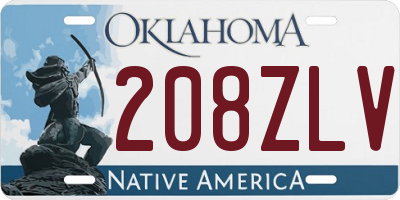 OK license plate 208ZLV
