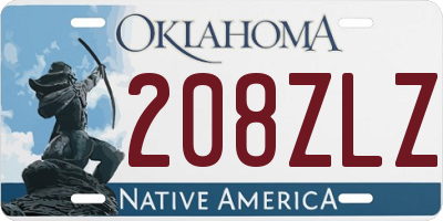 OK license plate 208ZLZ