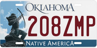 OK license plate 208ZMP
