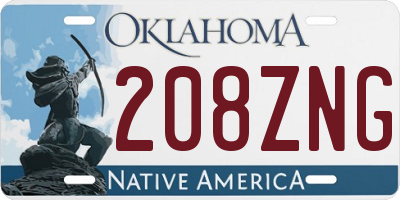OK license plate 208ZNG