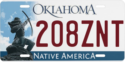 OK license plate 208ZNT