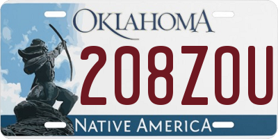 OK license plate 208ZOU