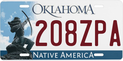 OK license plate 208ZPA