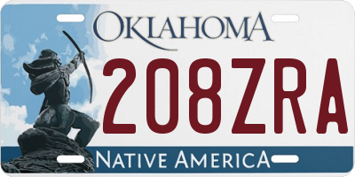 OK license plate 208ZRA