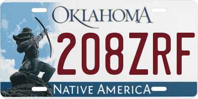 OK license plate 208ZRF