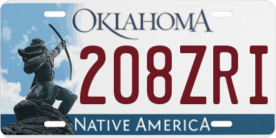 OK license plate 208ZRI