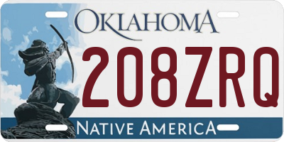 OK license plate 208ZRQ