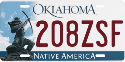 OK license plate 208ZSF