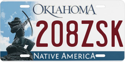 OK license plate 208ZSK