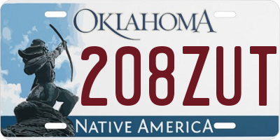 OK license plate 208ZUT